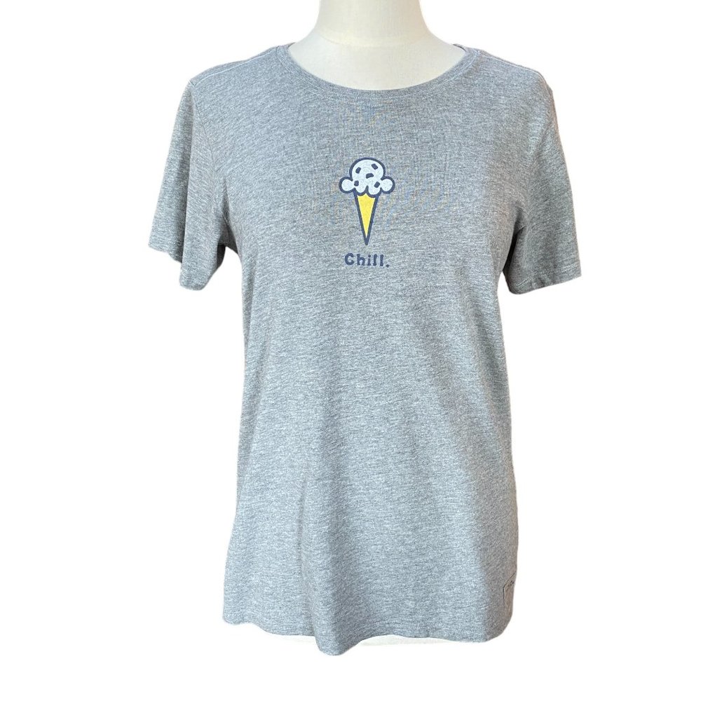 Life Is Good Vintage Chill Ice Cream Cone Graphic Tee Heather Gray Beachy-M